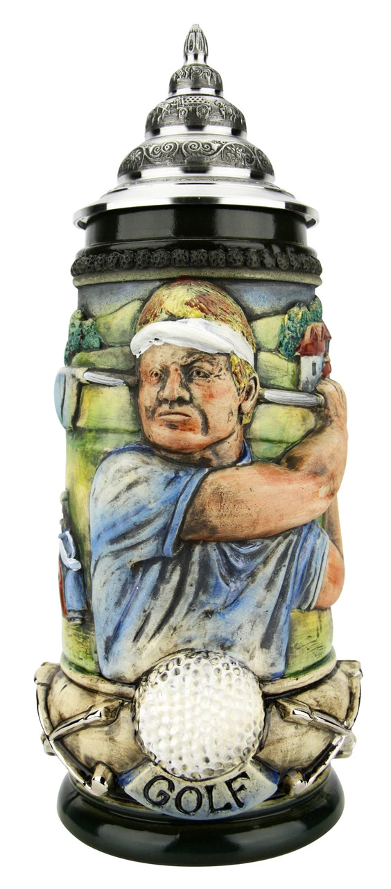 Golfer German Beer Stein 3 Golfer German Beer Stein