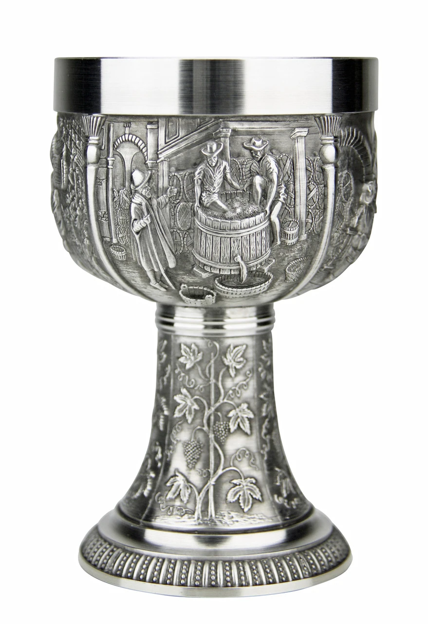 Grape Harvest Pewter Wine Chalice 6 Grape Harvest Pewter Wine Chalice - Image 4