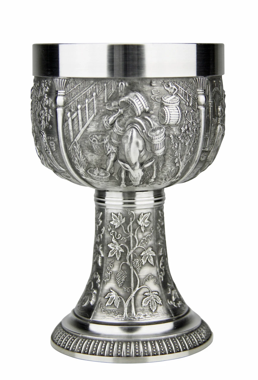Grape Harvest Pewter Wine Chalice 5 Grape Harvest Pewter Wine Chalice - Image 3