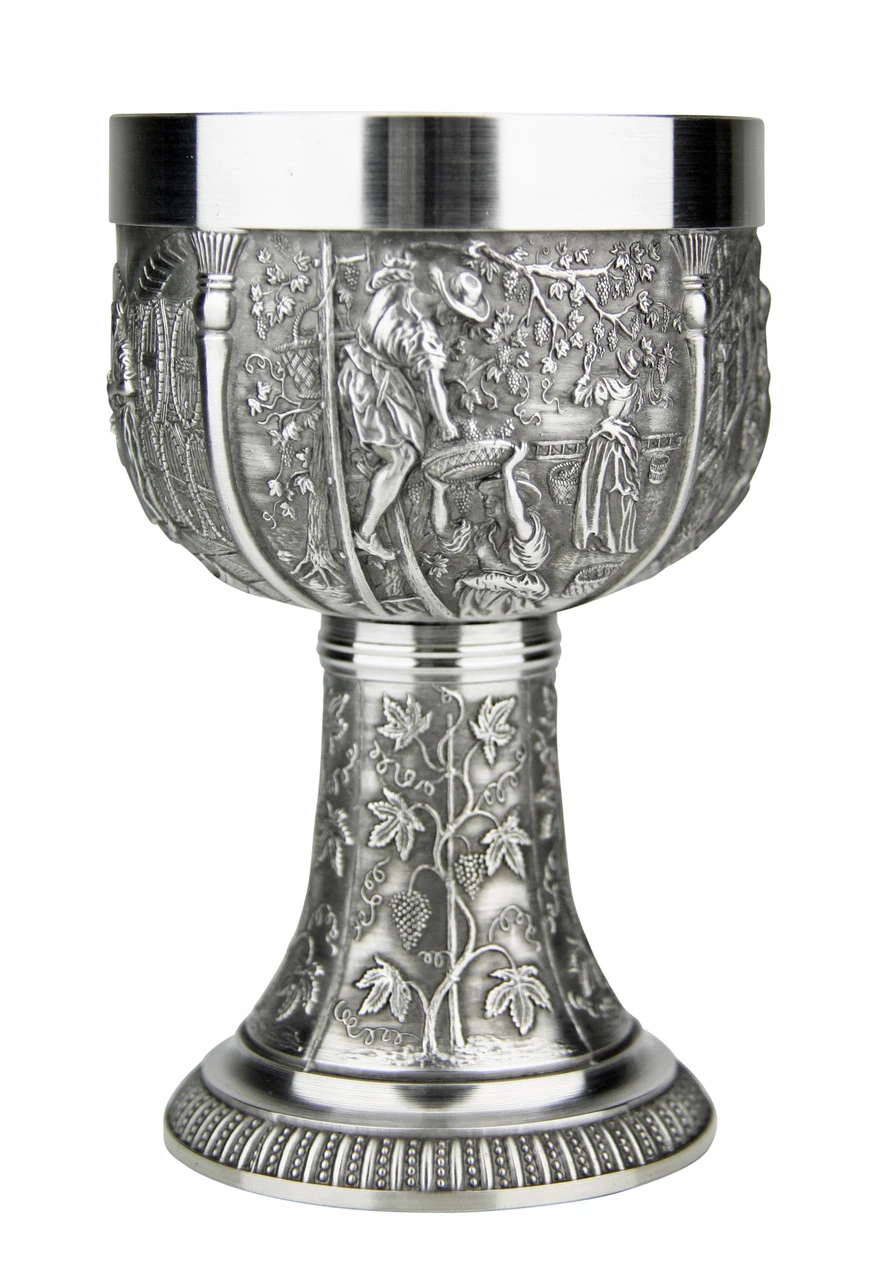 Grape Harvest Pewter Wine Chalice 4 Grape Harvest Pewter Wine Chalice - Image 2