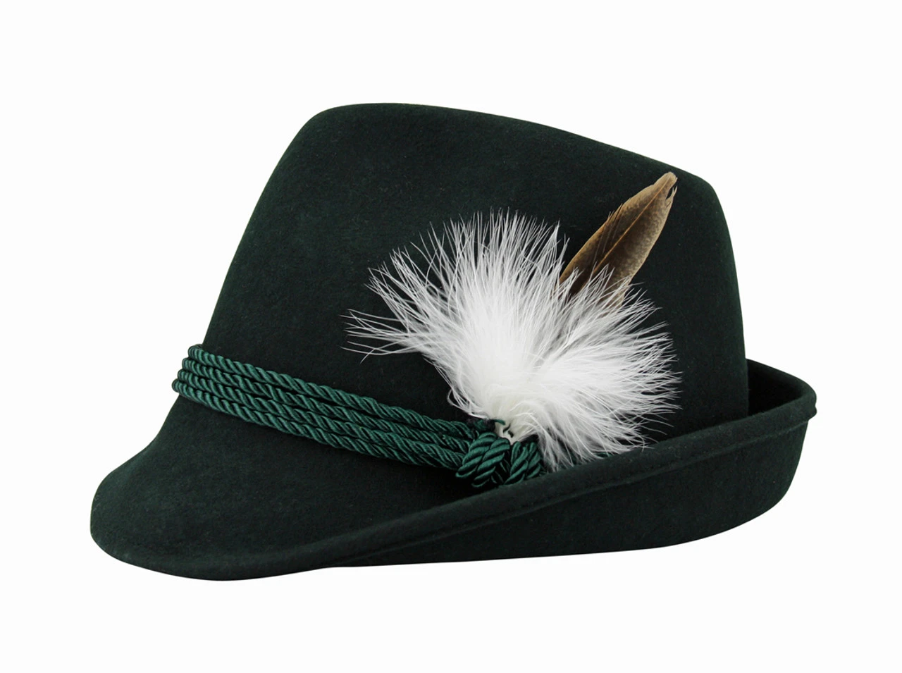Green Tyrolean Hat With Feather 3 Green Tyrolean Hat With Feather - Image 2