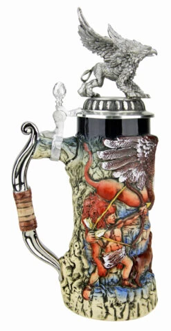 Griffin Beer Stein With 3D Griffin Pewter Lid