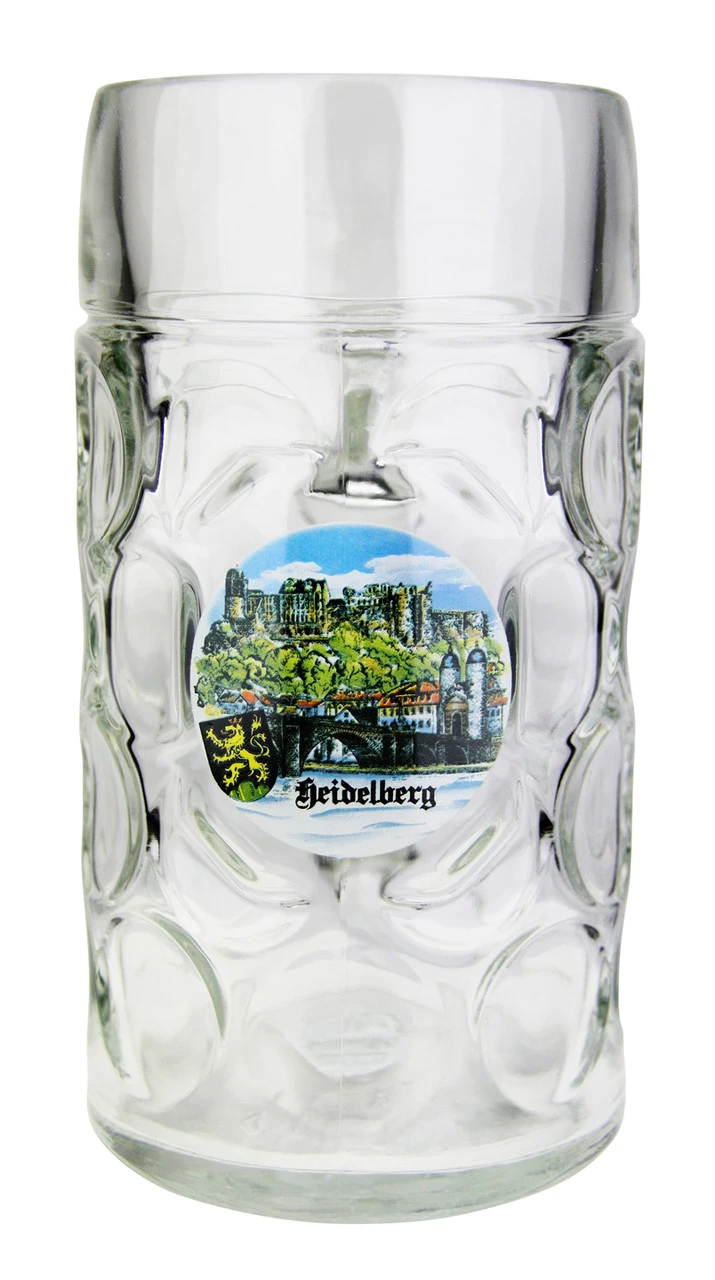 Heidelberg Dimpled Oktoberfest Glass Beer Mug 1 Liter 3 Heidelberg Dimpled Oktoberfest Glass Beer Mug 1 Liter