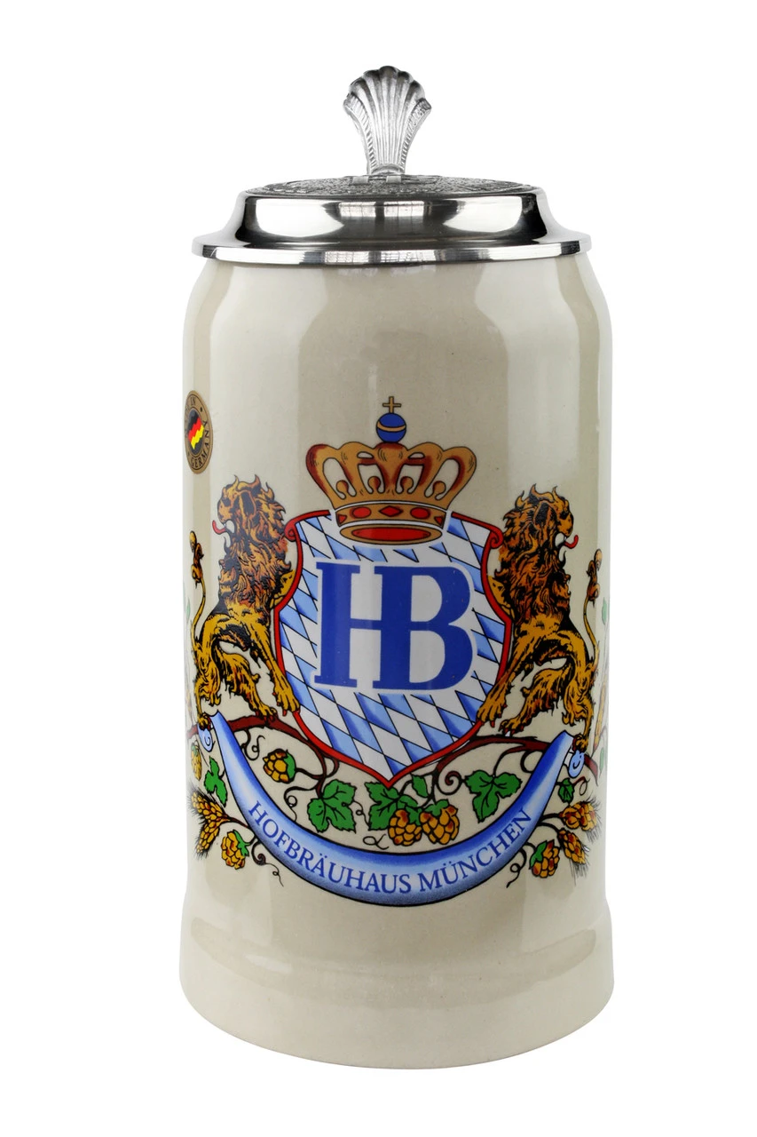 Hofbrauhaus 1 Liter Stoneware Beer Stein With HB Lid 3 Hofbrauhaus 1 Liter Stoneware Beer Stein With HB Lid