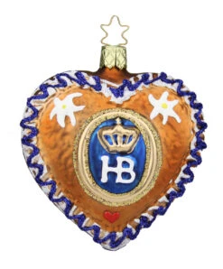 Hofbrauhaus HB Gingerbread Heart Glass Ornament