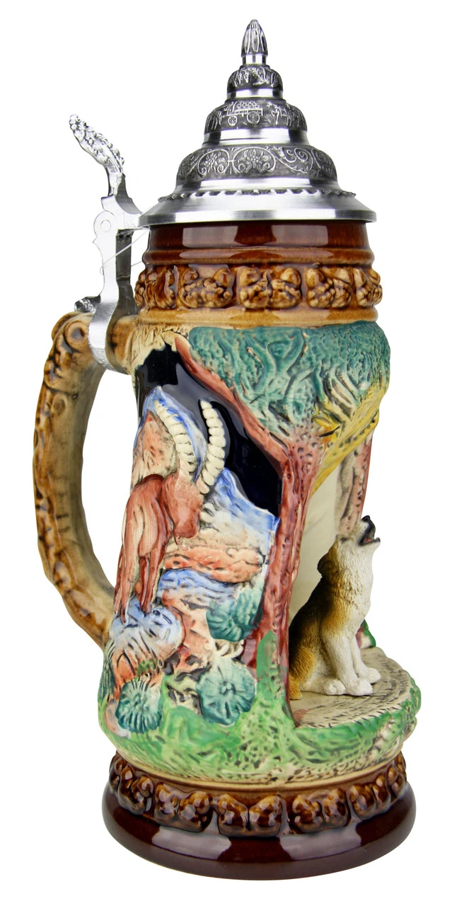 Howling Wolf Wildlife Grotto Beer Stein 4 Howling Wolf Wildlife Grotto Beer Stein - Image 2