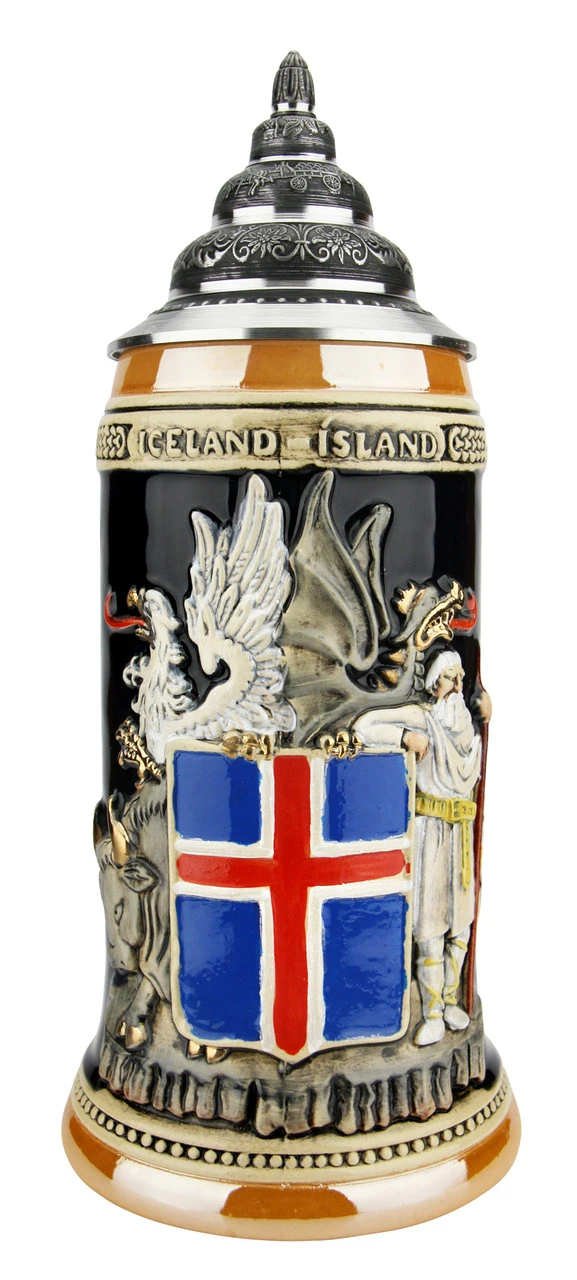 Iceland Coat Of Arms Beer Stein 3 Iceland Coat Of Arms Beer Stein