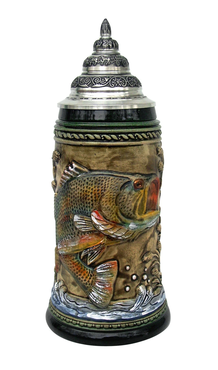 Large Mouth Bass Beer Stein Rustic 3 Large Mouth Bass Beer Stein Rustic