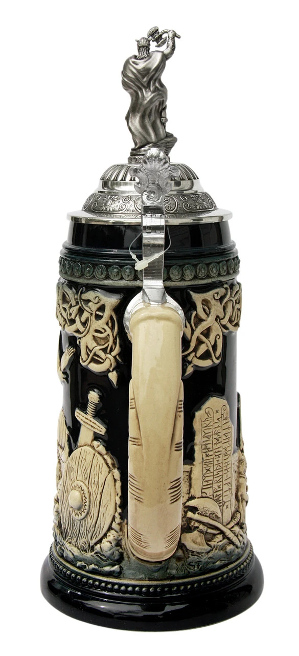 Leif Erikssen Viking Beer Stein Cobalt With Viking Lid 6 Leif Erikssen Viking Beer Stein Cobalt With Viking Lid - Image 4