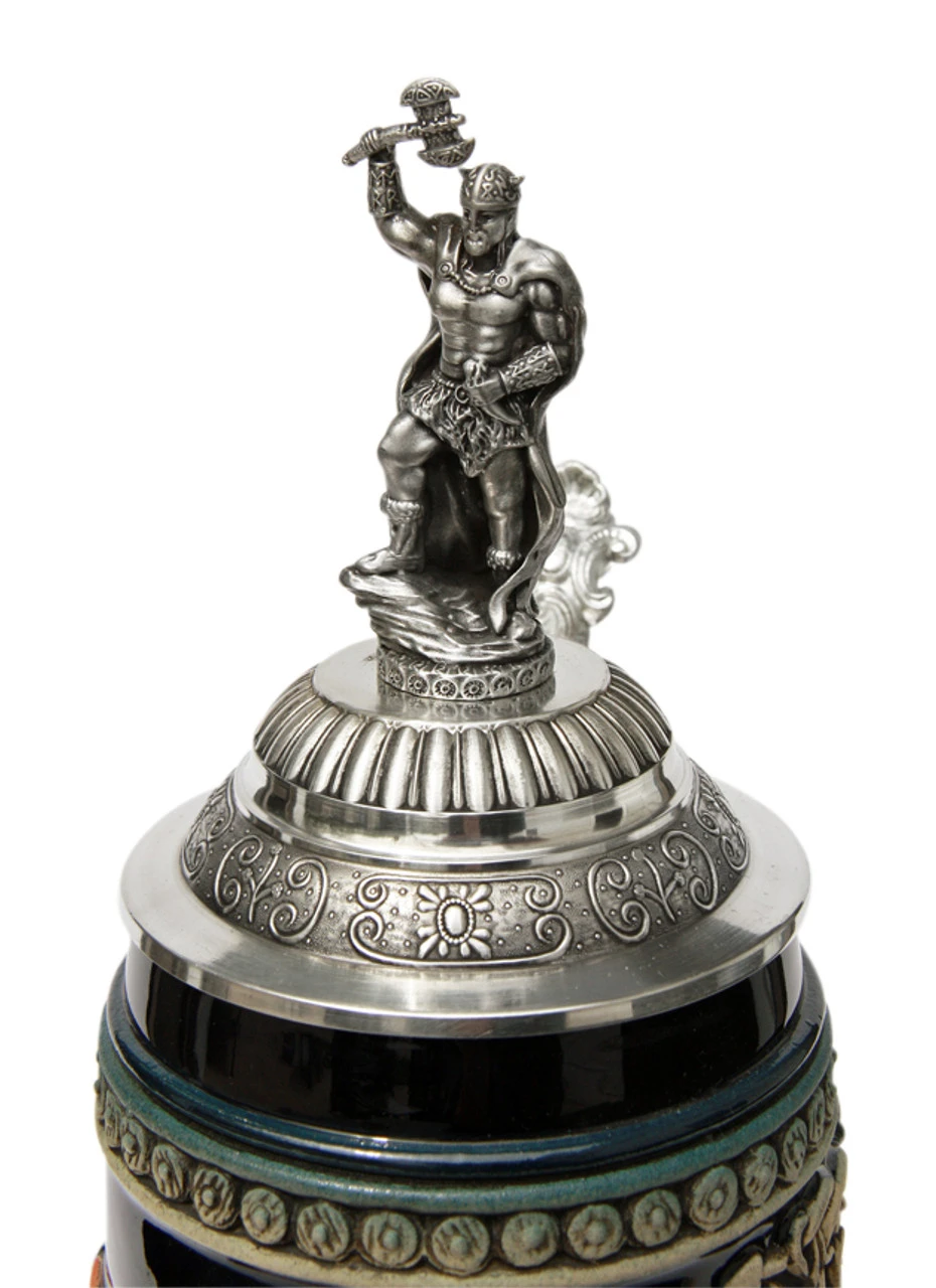 Leif Erikssen Viking Beer Stein Cobalt With Viking Lid 4 Leif Erikssen Viking Beer Stein Cobalt With Viking Lid - Image 2