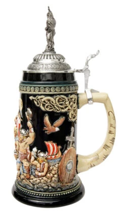 Leif Erikssen Viking Beer Stein With Viking Lid -Beer Stein Store Leif Erikssen Viking Beer Stein with Viking Lid K1011BLV RS SM 18160.1417531451