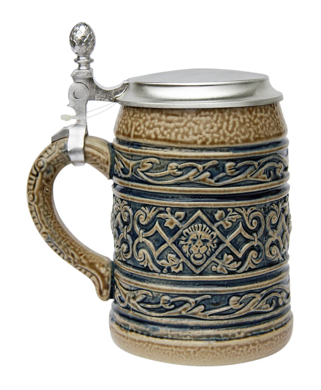 Lion Head Traditional Salt Glaze Beer Stein 3 Lion Head Traditional Salt Glaze Beer Stein