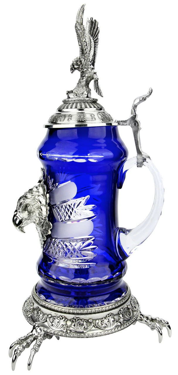 Lord Of Crystal Eagle German Beer Stein Blue | 3D Eagle Lid | Talon Feet 6 Lord Of Crystal Eagle German Beer Stein Blue | 3D Eagle Lid | Talon Feet - Image 4