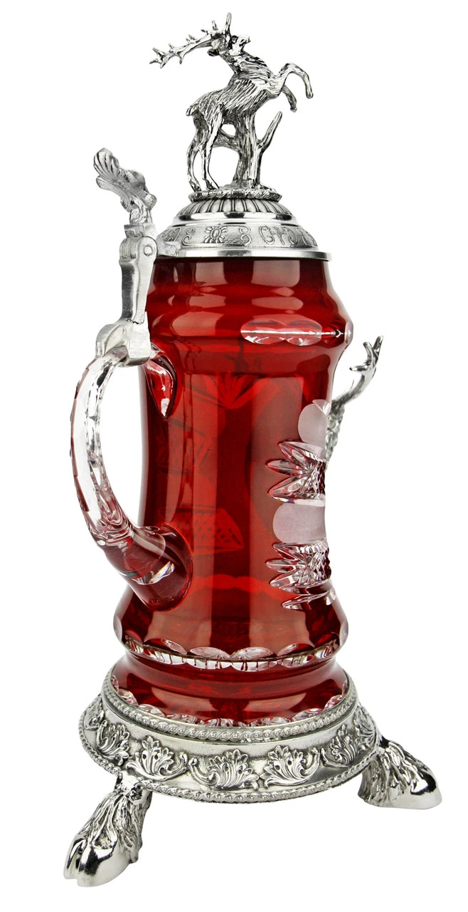 Lord Of Crystal Stag German Beer Stein Red | 3D Stag Lid | Hoof Feet 9 Lord Of Crystal Stag German Beer Stein Red | 3D Stag Lid | Hoof Feet - Image 7