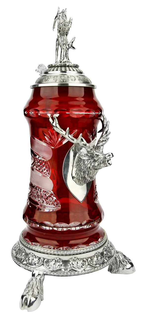 Lord Of Crystal Stag German Beer Stein Red | 3D Stag Lid | Hoof Feet 10 Lord Of Crystal Stag German Beer Stein Red | 3D Stag Lid | Hoof Feet - Image 8