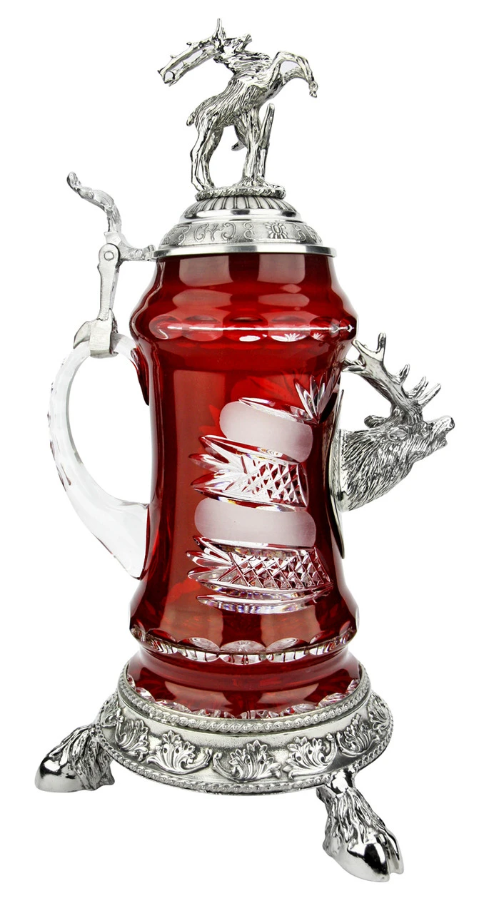 Lord Of Crystal Stag German Beer Stein Red | 3D Stag Lid | Hoof Feet 8 Lord Of Crystal Stag German Beer Stein Red | 3D Stag Lid | Hoof Feet - Image 6