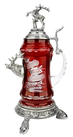 Lord Of Crystal Stag German Beer Stein Red | 3D Stag Lid | Hoof Feet 15 Lord Of Crystal Stag German Beer Stein Red | 3D Stag Lid | Hoof Feet -Beer Stein Store Lord of Crystal Stag German Beer Stein Red 3D Stag Lid Hoof Feet K6004RZFHH RS SM 15443.1575160845