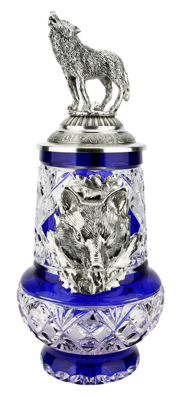 Lord Of Crystal Wolf German Beer Stein Blue | 3D Howling Wolf Lid 5 Lord Of Crystal Wolf German Beer Stein Blue | 3D Howling Wolf Lid - Image 3