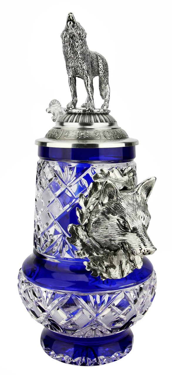 Lord Of Crystal Wolf German Beer Stein Blue | 3D Howling Wolf Lid 6 Lord Of Crystal Wolf German Beer Stein Blue | 3D Howling Wolf Lid - Image 4