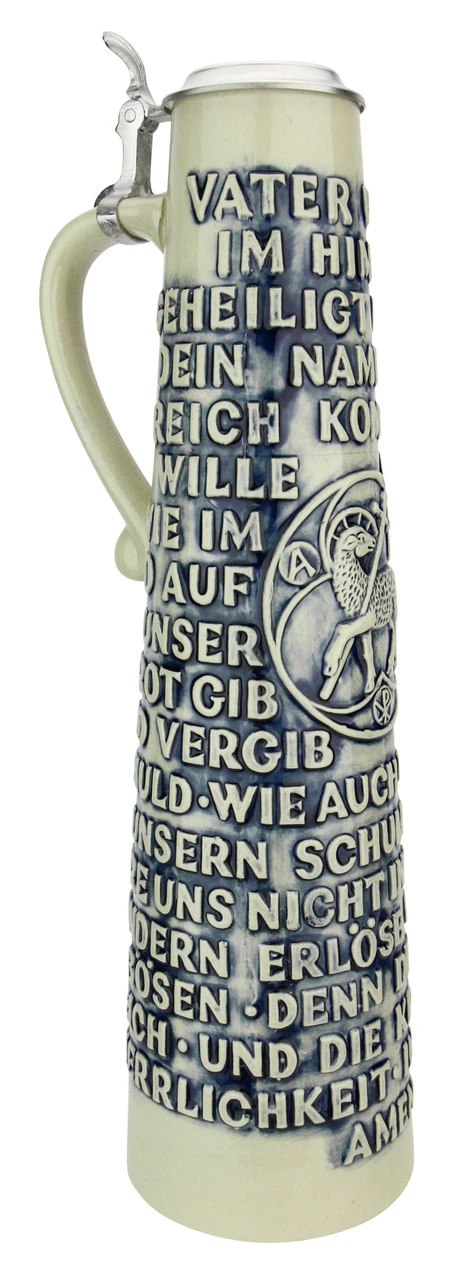 Lord's Prayer Beer Stein Cobalt With Shell Thumblift - Image 7