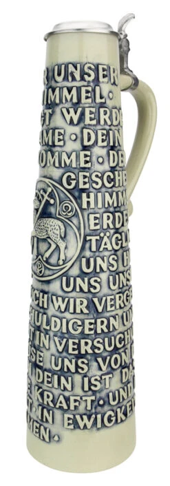 Lord's Prayer Beer Stein Cobalt With Shell Thumblift -Beer Stein Store Lords Prayer Beer Stein Cobalt with Shell Thumblift K904SGAS RA SM 41509.1611008746