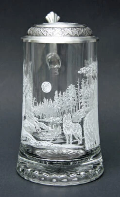 Timber Wolf Glass Beer Stein 7 Timber Wolf Glass Beer Stein -Beer Stein Store MC5914 Timber Wolf Glass Stein SM FNT 32676.1376592073