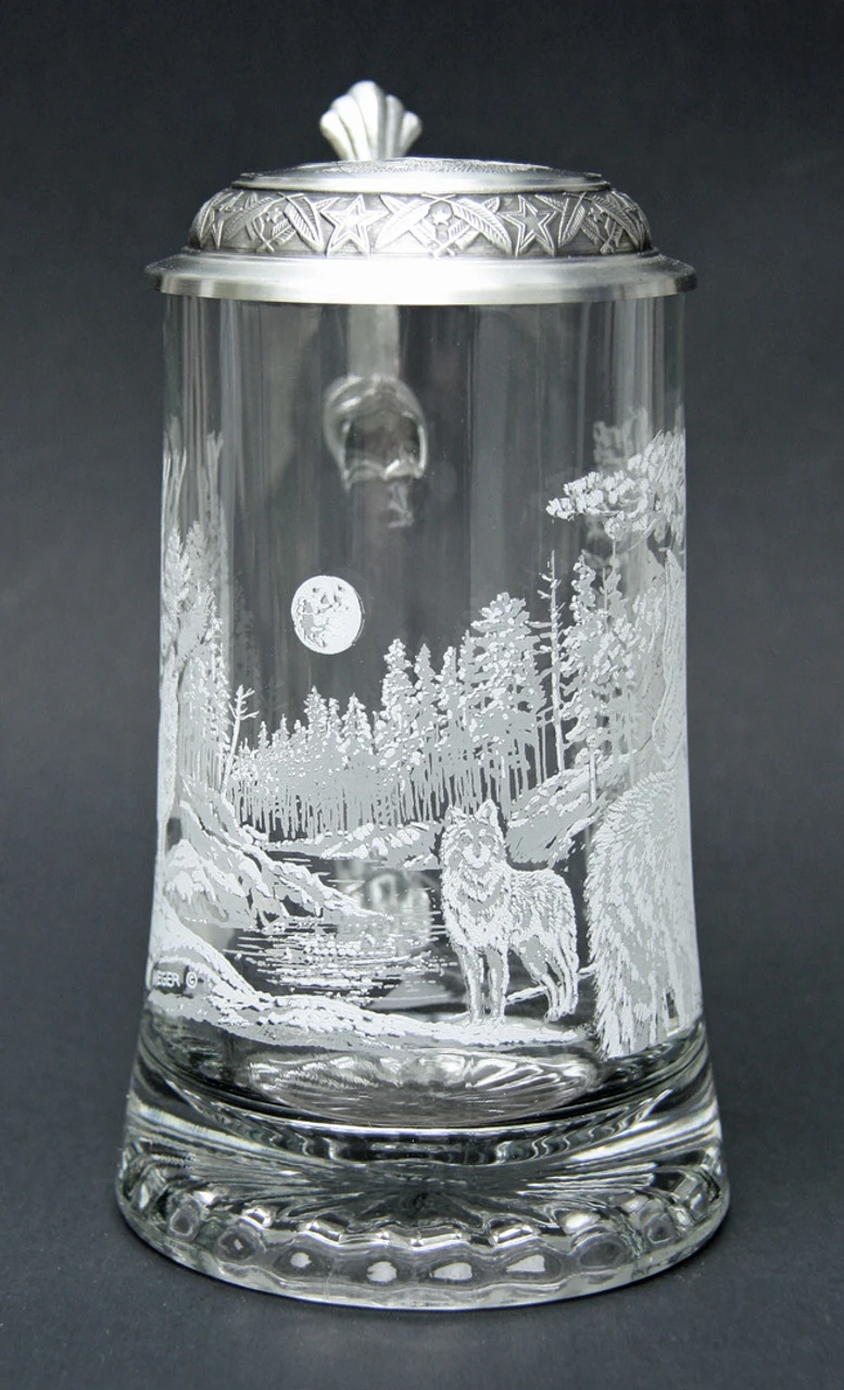 Timber Wolf Glass Beer Stein 4 Timber Wolf Glass Beer Stein - Image 2