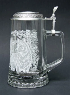 Timber Wolf Glass Beer Stein 8 Timber Wolf Glass Beer Stein -Beer Stein Store MC5914 Timber Wolf Glass Stein SM RS 46450.1376592072