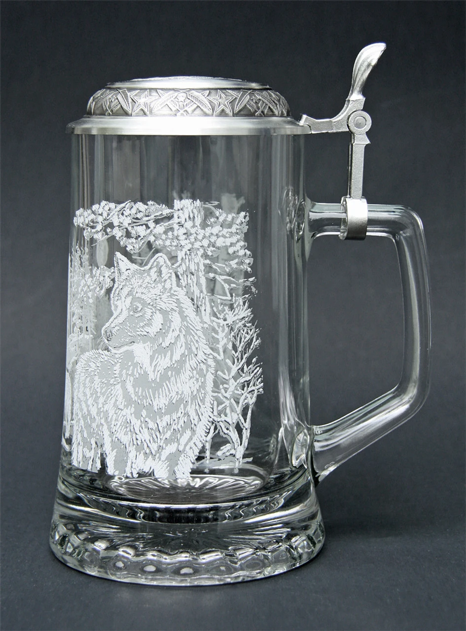 Timber Wolf Glass Beer Stein 5 Timber Wolf Glass Beer Stein - Image 3