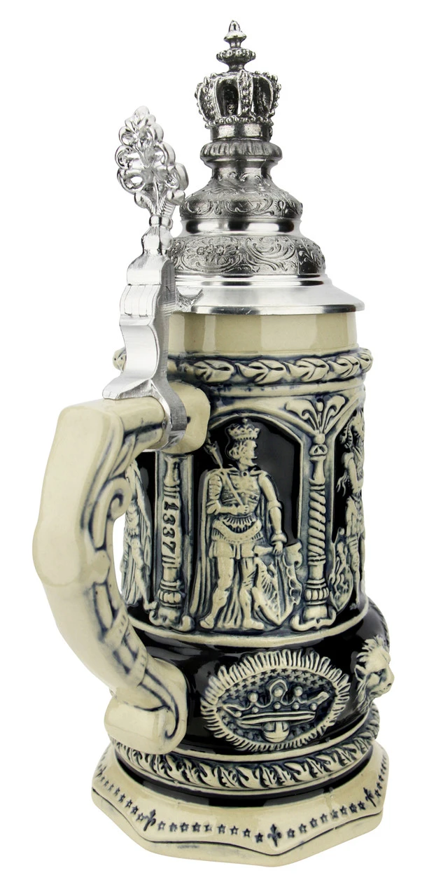 Medieval Holy Roman Emperor Beer Stein Cobalt With Crown Lid 7 Medieval Holy Roman Emperor Beer Stein Cobalt With Crown Lid - Image 5
