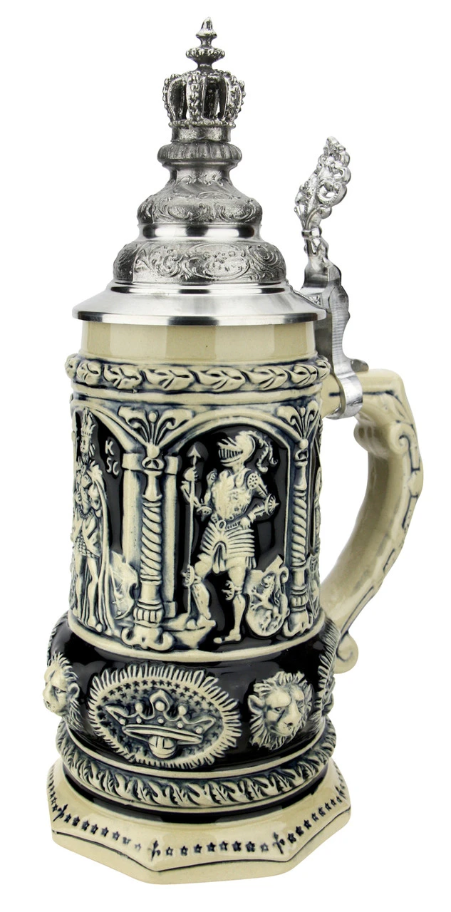Medieval Holy Roman Emperor Beer Stein Cobalt With Crown Lid 5 Medieval Holy Roman Emperor Beer Stein Cobalt With Crown Lid - Image 3
