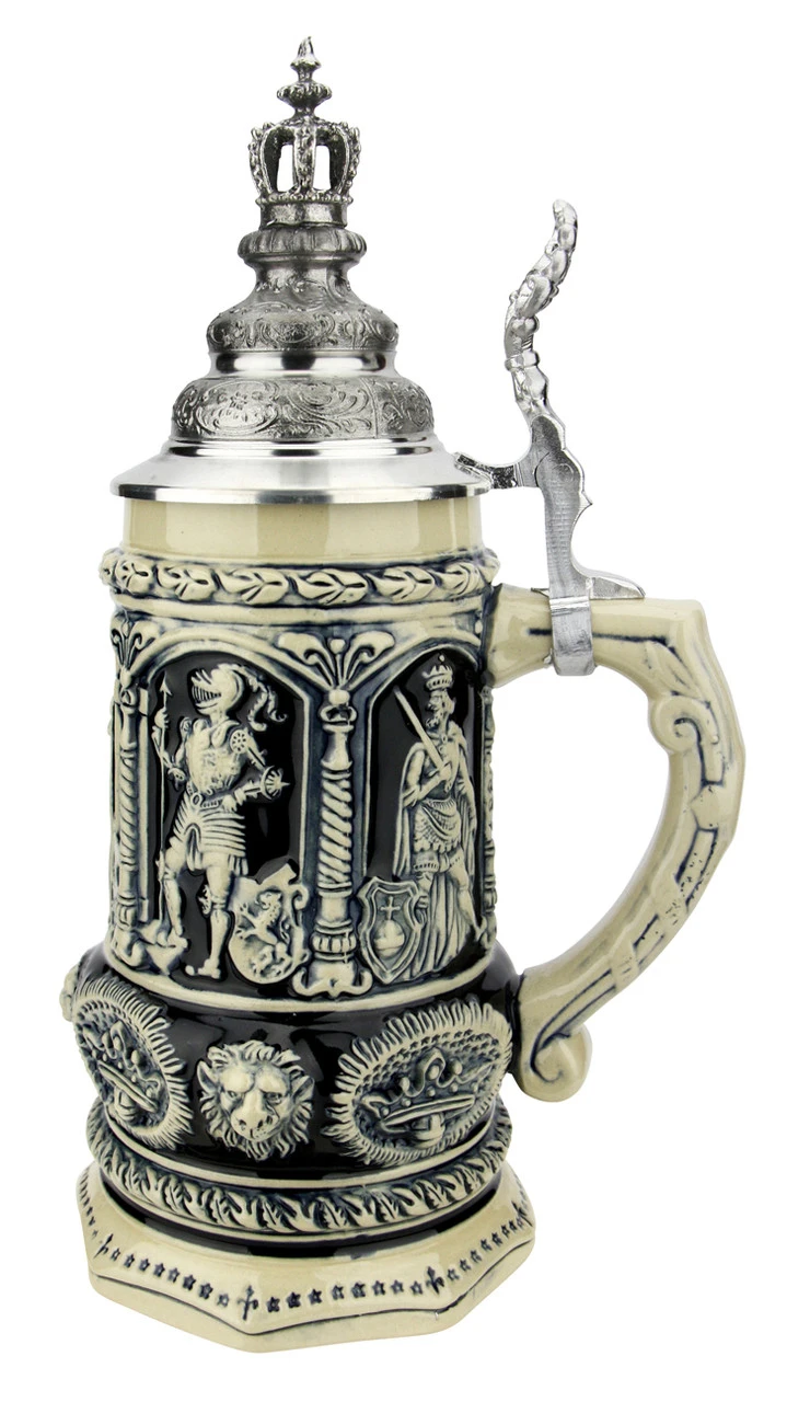 Medieval Holy Roman Emperor Beer Stein Cobalt With Crown Lid 6 Medieval Holy Roman Emperor Beer Stein Cobalt With Crown Lid - Image 4