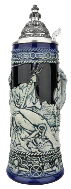 Neptune German Beer Stein With Mermaid Handle | Cobalt 11 Neptune German Beer Stein With Mermaid Handle | Cobalt -Beer Stein Store Neptune German Beer Stein with Mermaid Handle Cobalt T3121 RA SM 06317.1649792002