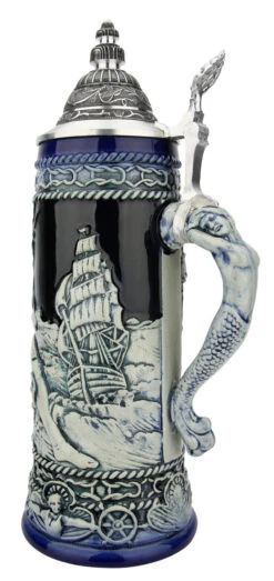Neptune German Beer Stein With Mermaid Handle | Cobalt 10 Neptune German Beer Stein With Mermaid Handle | Cobalt -Beer Stein Store Neptune German Beer Stein with Mermaid Handle Cobalt T3121 RS SM 04561.1649792203