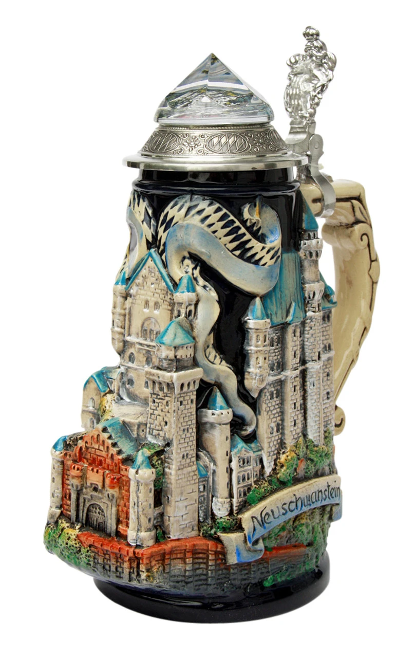 Neuschwanstein Castle 3D Beer Stein With Faceted Crystal Lid 7 Neuschwanstein Castle 3D Beer Stein With Faceted Crystal Lid - Image 5