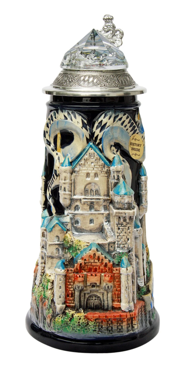 Neuschwanstein Castle 3D Beer Stein With Faceted Crystal Lid 6 Neuschwanstein Castle 3D Beer Stein With Faceted Crystal Lid - Image 4