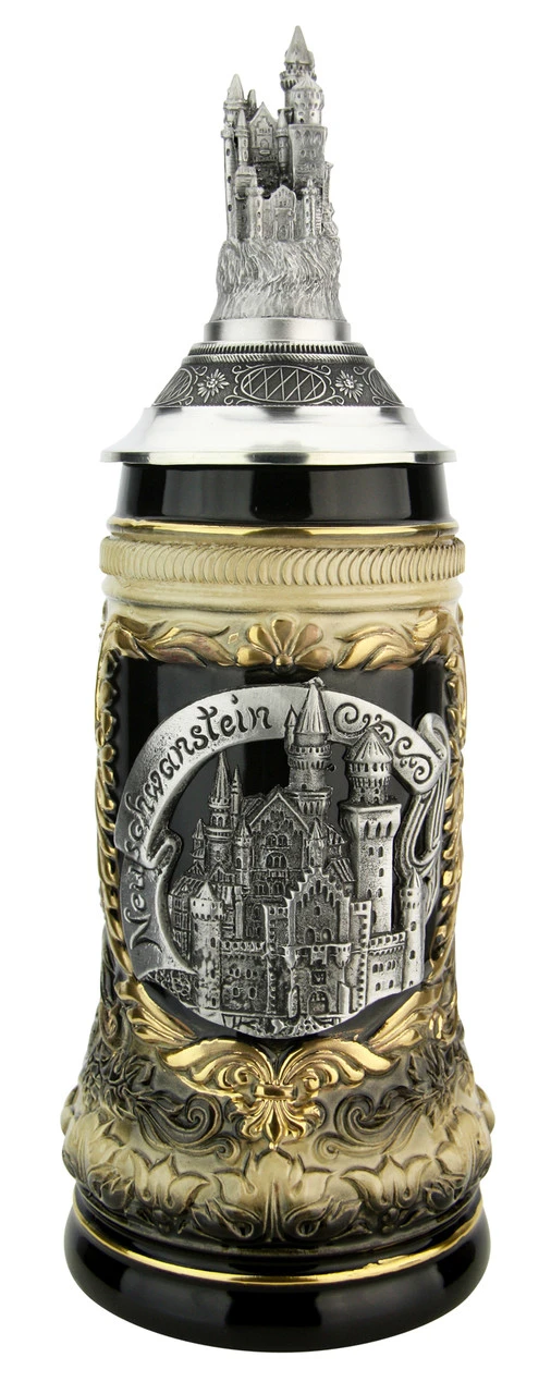 Neuschwanstein Beer Stein With Castle Lid 3 Neuschwanstein Beer Stein With Castle Lid