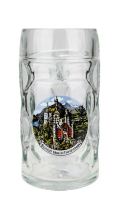 Neuschwanstein Dimpled Oktoberfest Glass Beer Mug 0.5 Liter