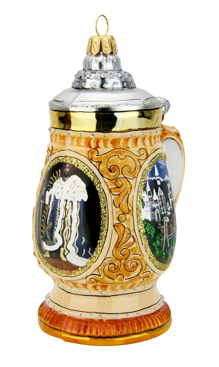 Neuschwanstein King Ludwig Beer Stein Glass Christmas Ornament 3 Neuschwanstein King Ludwig Beer Stein Glass Christmas Ornament