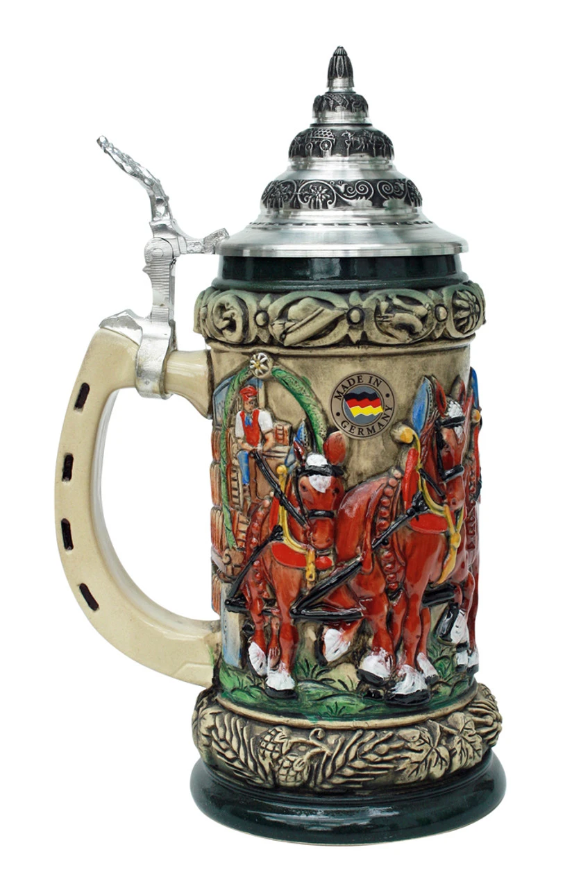 Oktoberfest Clydesdales And Beer Wagon Stein, Rustic 3 Oktoberfest Clydesdales And Beer Wagon Stein, Rustic