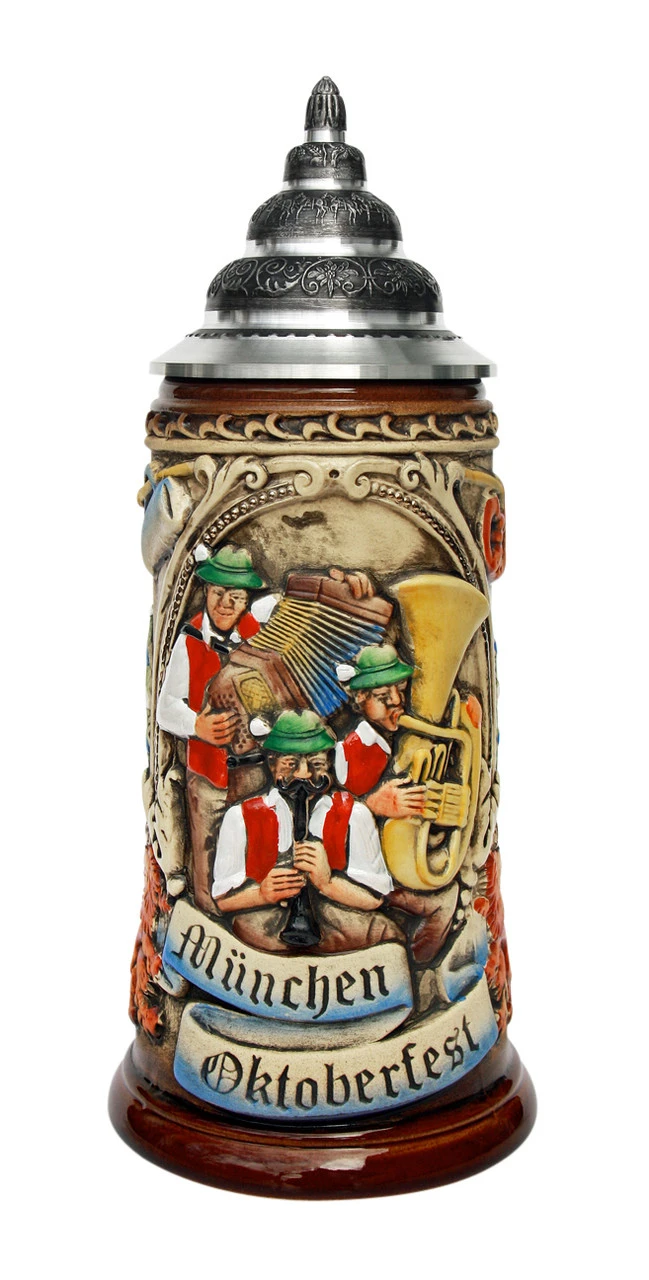 Oktoberfest Oompah Band Beer Stein Brown Rustic 3 Oktoberfest Oompah Band Beer Stein Brown Rustic