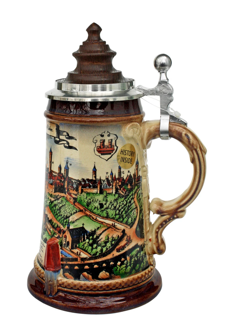 Old Rothenburg Beer Stein With Wood Lid 5 Old Rothenburg Beer Stein With Wood Lid - Image 3