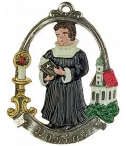 Pastor German Christmas Pewter Ornament