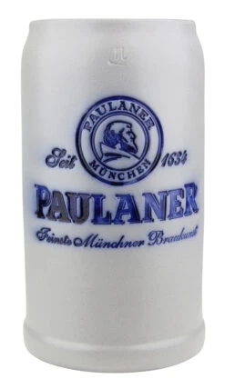 Paulaner Brewery 1 Liter Salt Glaze Stoneware Beer Mug