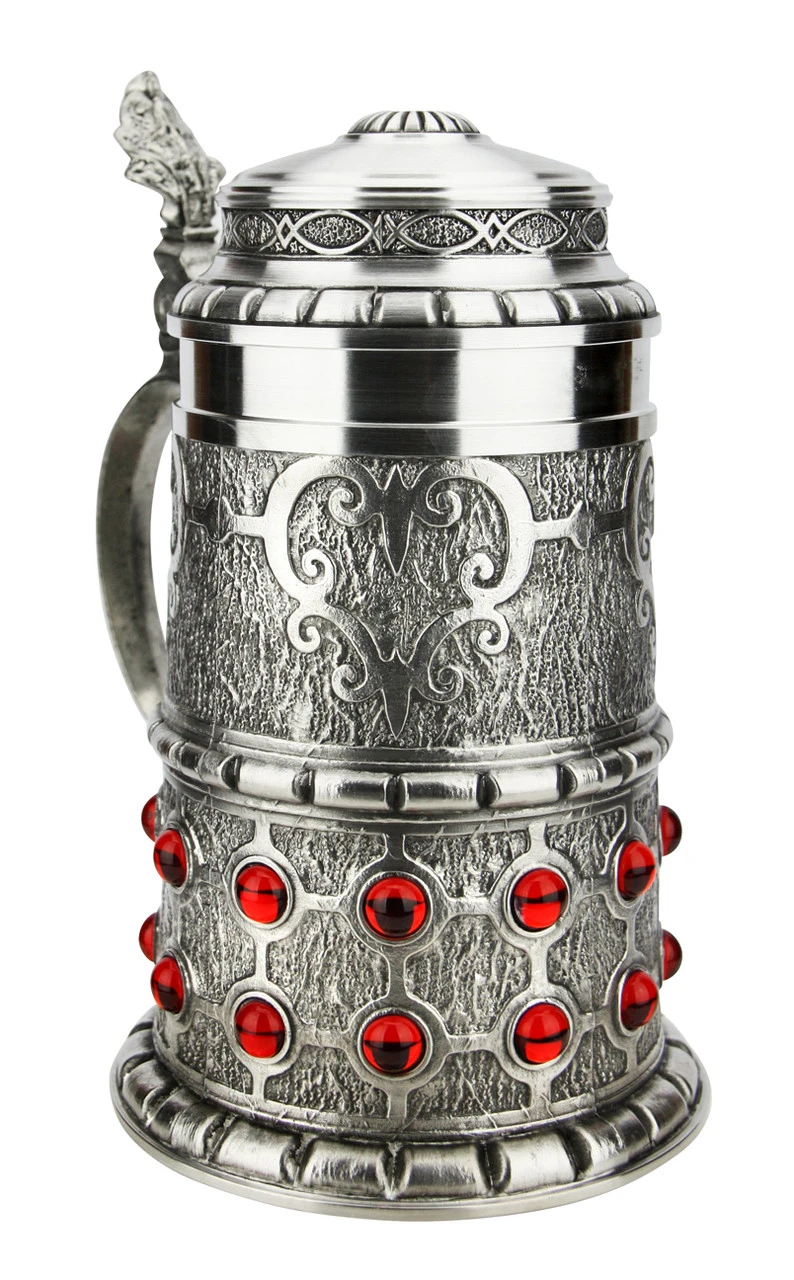Pewter Rubin Swarovski Beer Stein 3 Pewter Rubin Swarovski Beer Stein