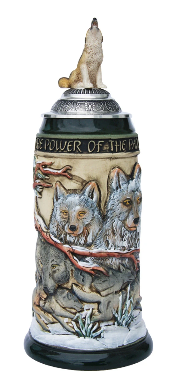 Power Of The Pack Wolf Beer Stein With Wolf Lid 3 Power Of The Pack Wolf Beer Stein With Wolf Lid