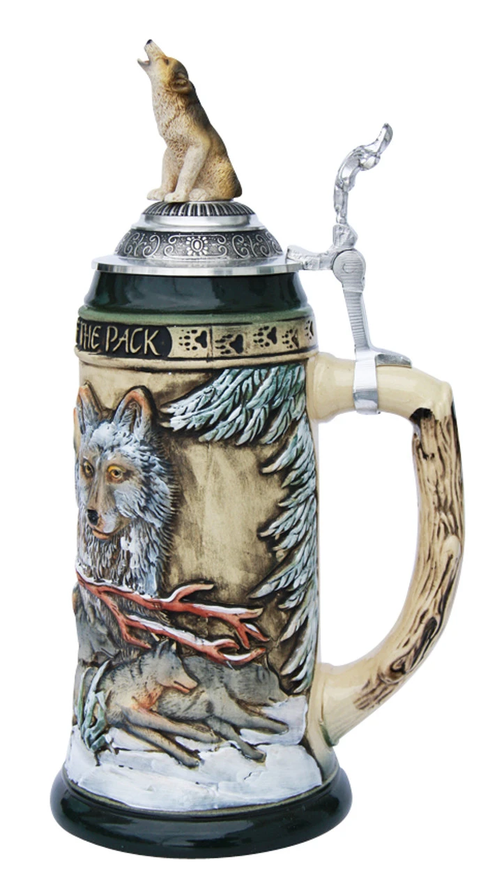 Power Of The Pack Wolf Beer Stein With Wolf Lid 4 Power Of The Pack Wolf Beer Stein With Wolf Lid - Image 2