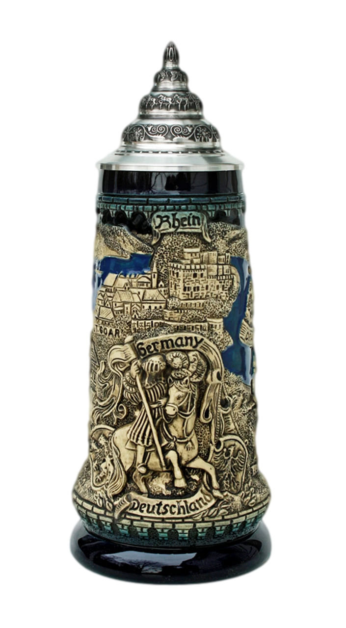 Rhein River Panorama Beer Stein Cobalt 3 Rhein River Panorama Beer Stein Cobalt