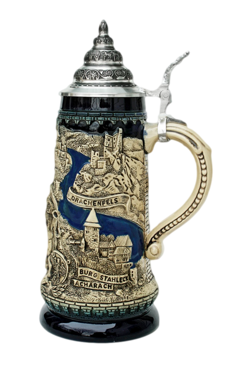 Rhein River Panorama Beer Stein Cobalt 4 Rhein River Panorama Beer Stein Cobalt - Image 2