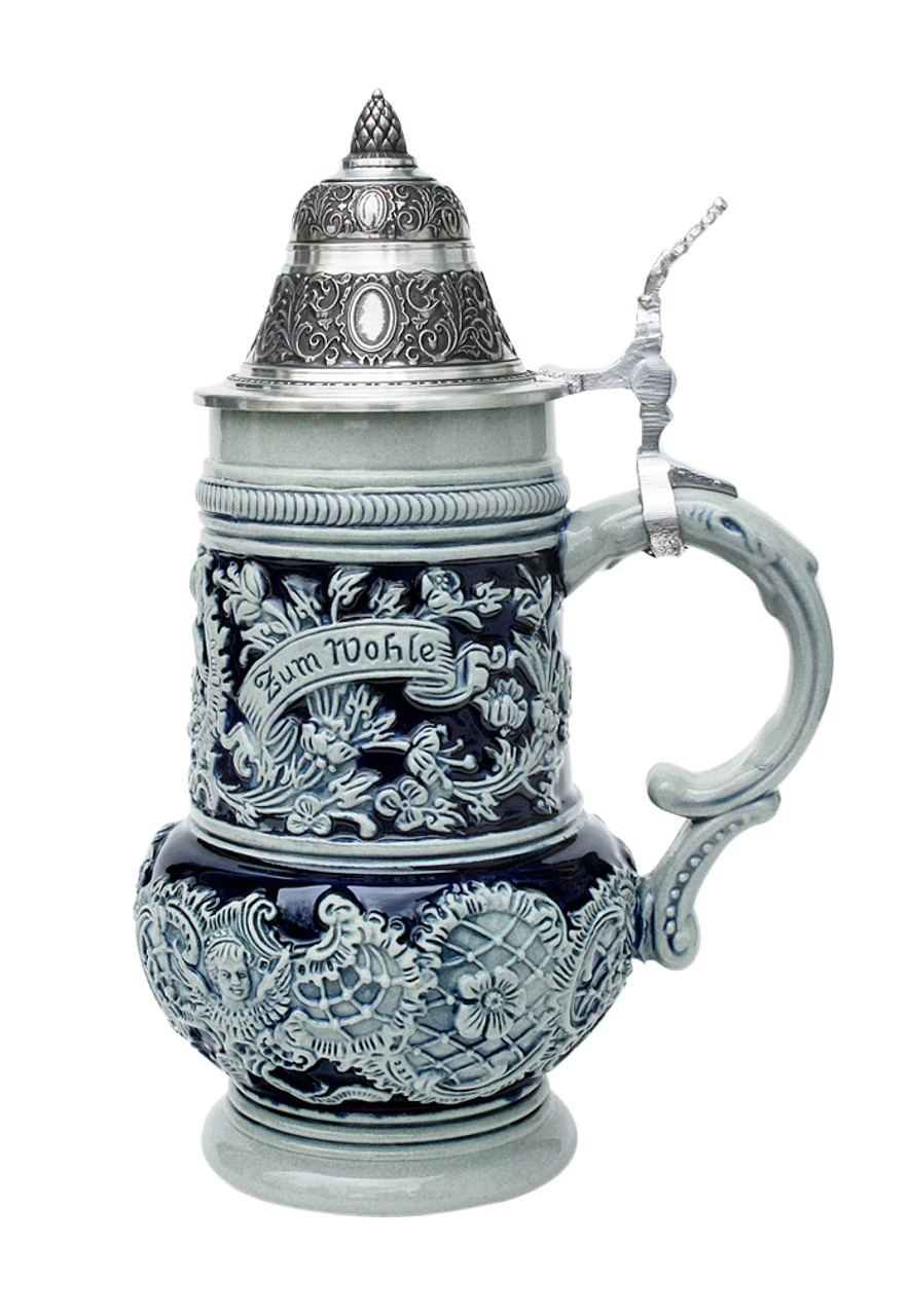 Rococo Cherub Prosit Beer Stein Cobalt 4 Rococo Cherub Prosit Beer Stein Cobalt - Image 2